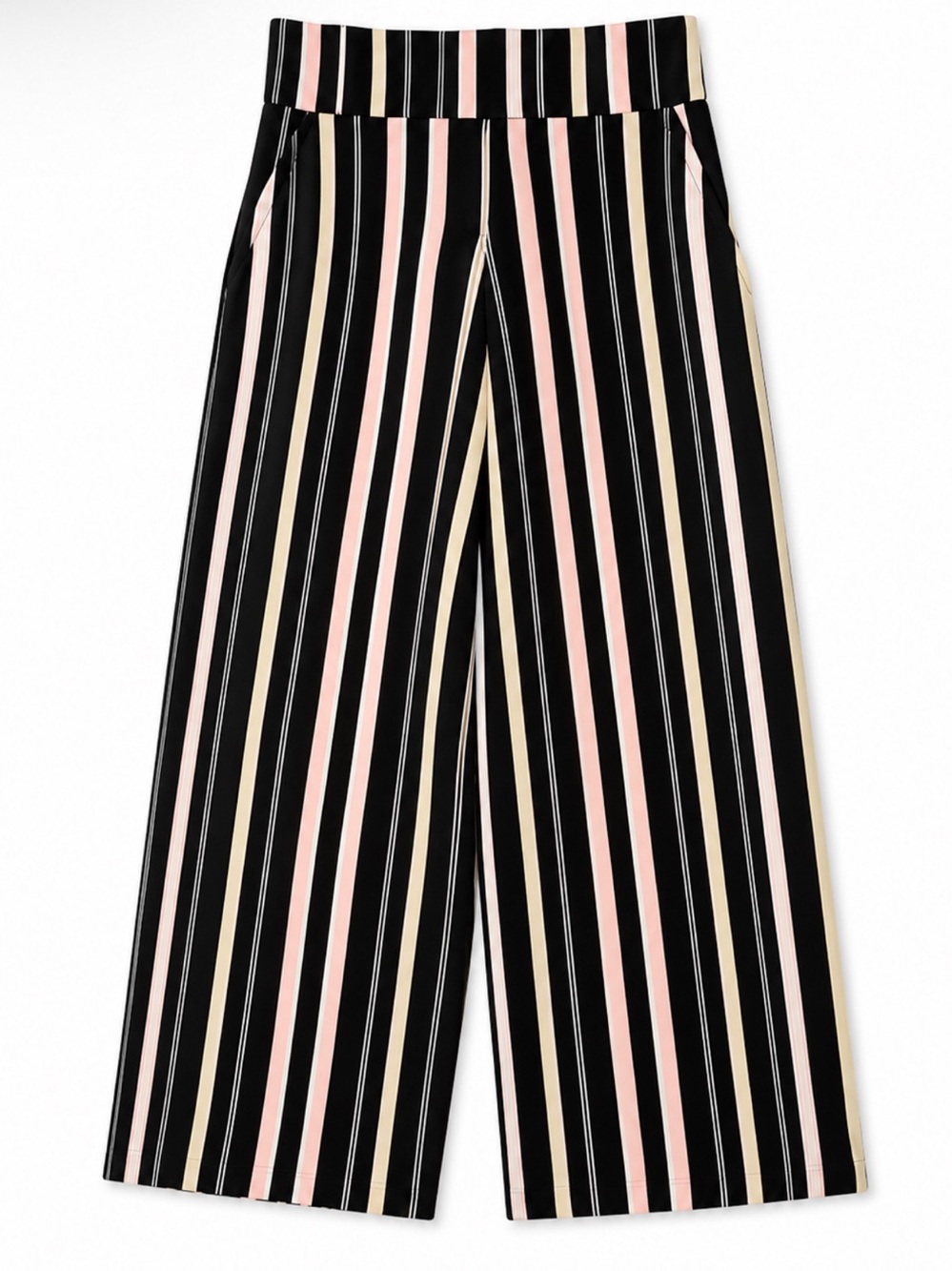 NY&Co 7th Avenue Women’s 14 Black & Pink Striped Wide Leg Palazzo Pants